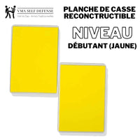 Planche de casse reconstructible pour débutant en plastique dur et mousse légère de protection couleur jaune.