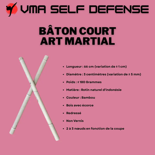 Art martial - Bâton court idéal pour la pratique des arts martiaux
