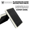 Planche de casse (breakable board) reconstructible pour le niveau expert en plastique dur et mousse légère de protection couleur noir.