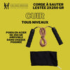 Corde à sauter avec leste de 250 grammes par poignée en cuir et fourni avec pochette de transport