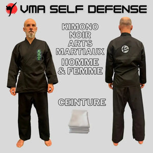 Kimono noir ∣ Karategi ∣ karaté : Pratiquant débutant et expérimenté - fourni avec le pantalon et la veste croisée