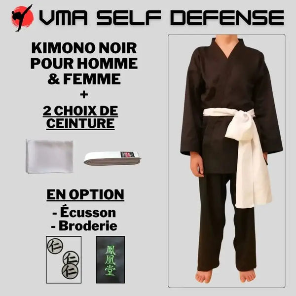 Kimono noir pour la pratique du viet vo dao, vo co truyen, vo thuat vietnam
