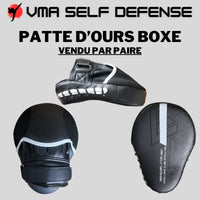 Patte d'ours de boxe incurvée en simili cuir avec renforcement à haute densité et fixation forte par scratch. Taille standart qui convient à toutes les tailles de mains.