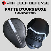 Patte d'ours de boxe : courbée noir et blanche avec forte densité et scratch de fixation