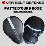 Patte d'ours de boxe : courbée noir et blanche avec forte densité et scratch de fixation