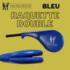 Raquette double arts martiaux disponible en bleu, noir et rouge