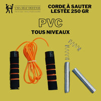 Corde à sauter lestée 500 Grammes en PVC Lourd (250 Gr. par poignée)