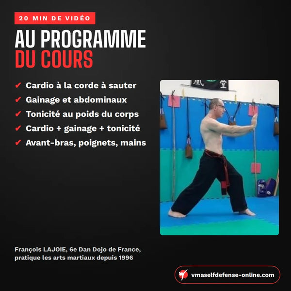 Programme du cours de préparation physique : cardio, gainage, tonicité et renforcement des avant-bras