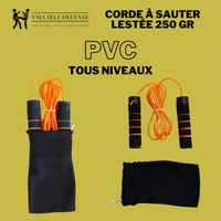 Corde à sauter avec leste de 500 grammes soit 2x250 grammes par poignée
